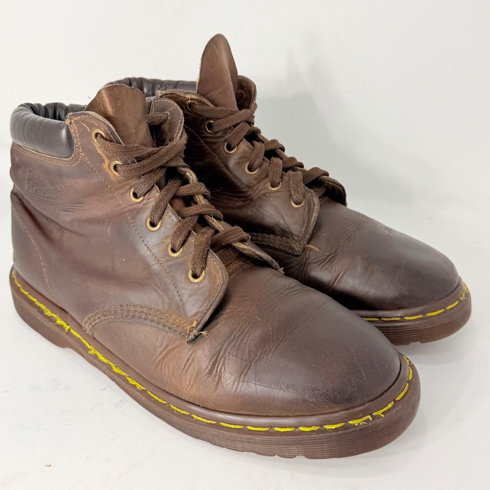Dr. Martens 939 Brown Leather Padded Collar Boots Made in England Mens